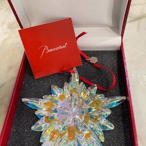 Baccarat Courchevel Snowflake Christmas Ornament Iridescent 2013 Ribbon RARE NIB